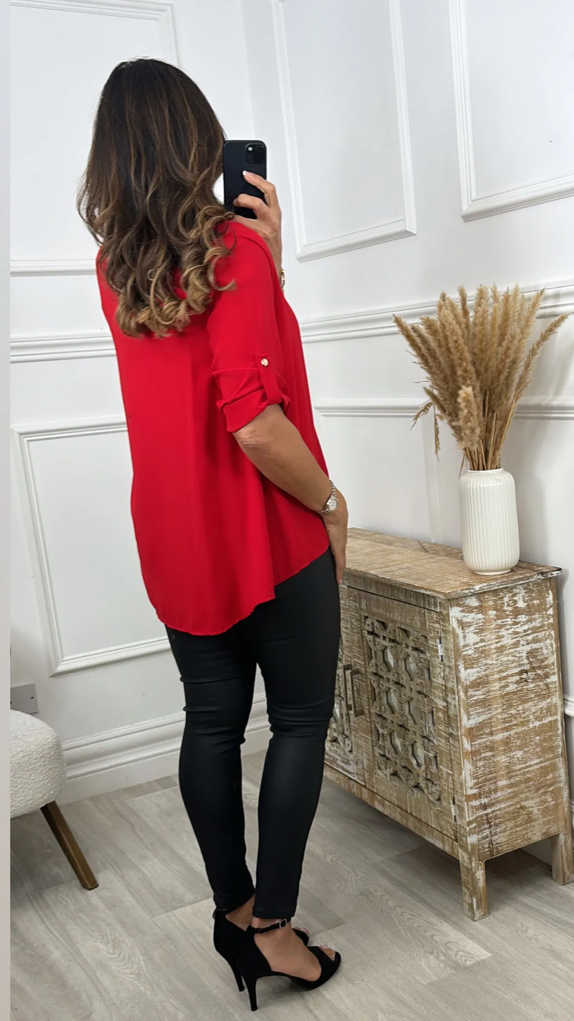 Roisin Red V Neck Blouse