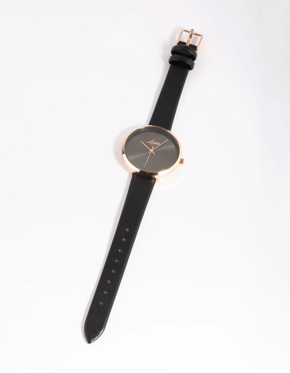 Rose Gold PU Strap Watch