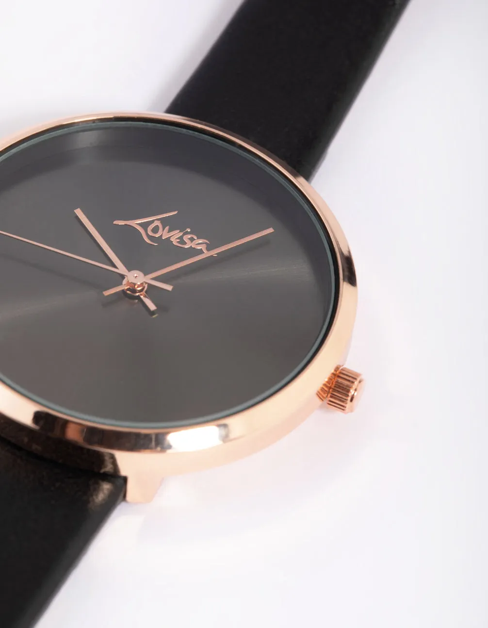 Rose Gold PU Strap Watch