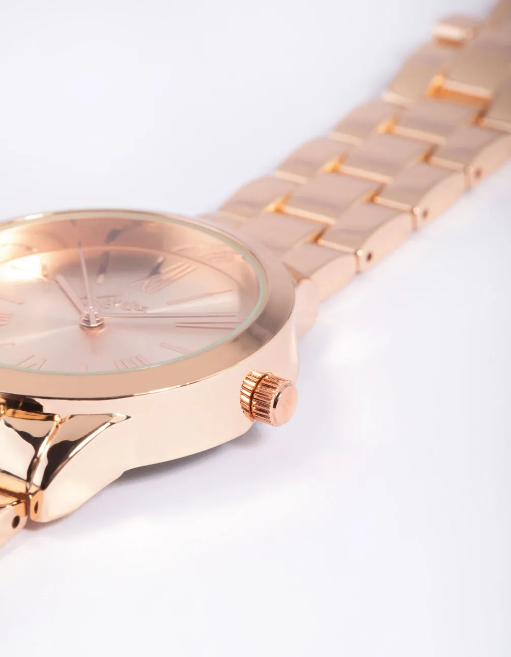 Rose Gold Roman Link Strap Watch