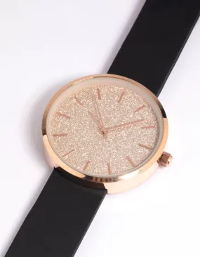 Rose Gold Sparkle Silicon Strap Watch