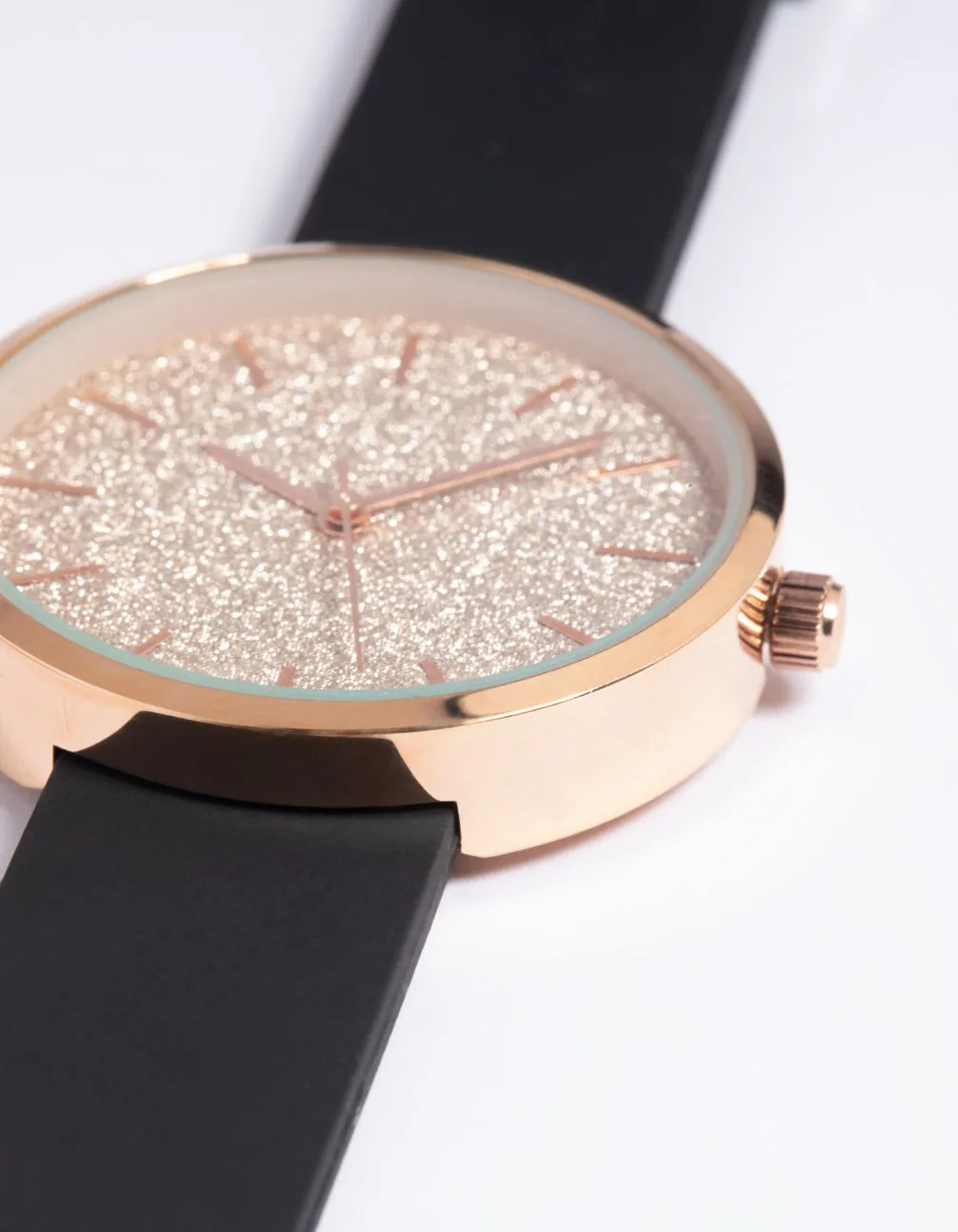 Rose Gold Sparkle Silicon Strap Watch