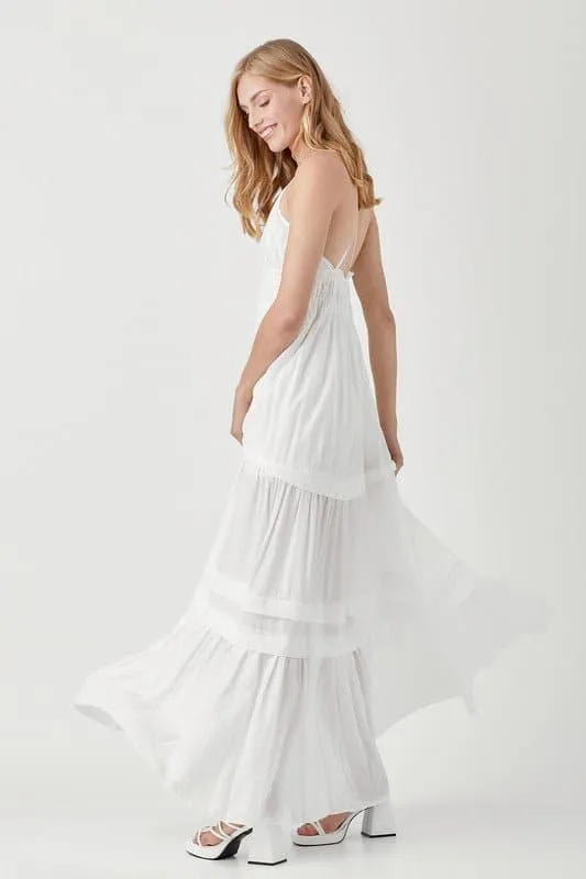 Sabrina Sleeveless Ruffle Maxi Dress