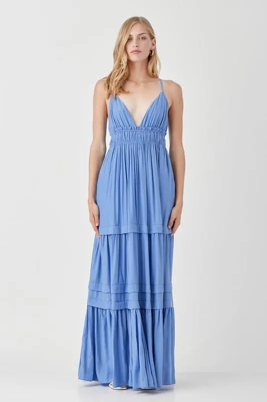 Sabrina Sleeveless Ruffle Maxi Dress