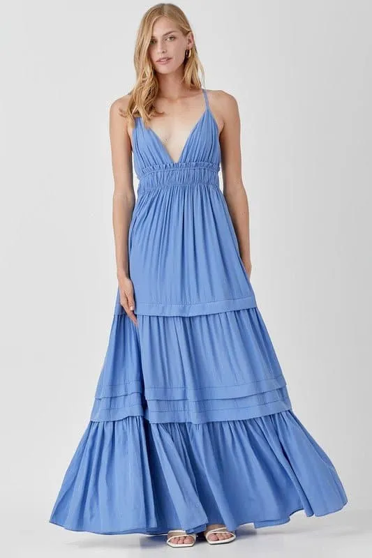 Sabrina Sleeveless Ruffle Maxi Dress