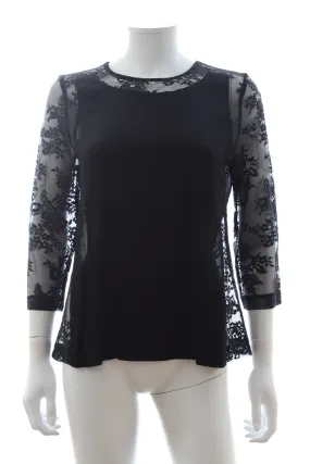 Sandro Lace Panelled Silk Top