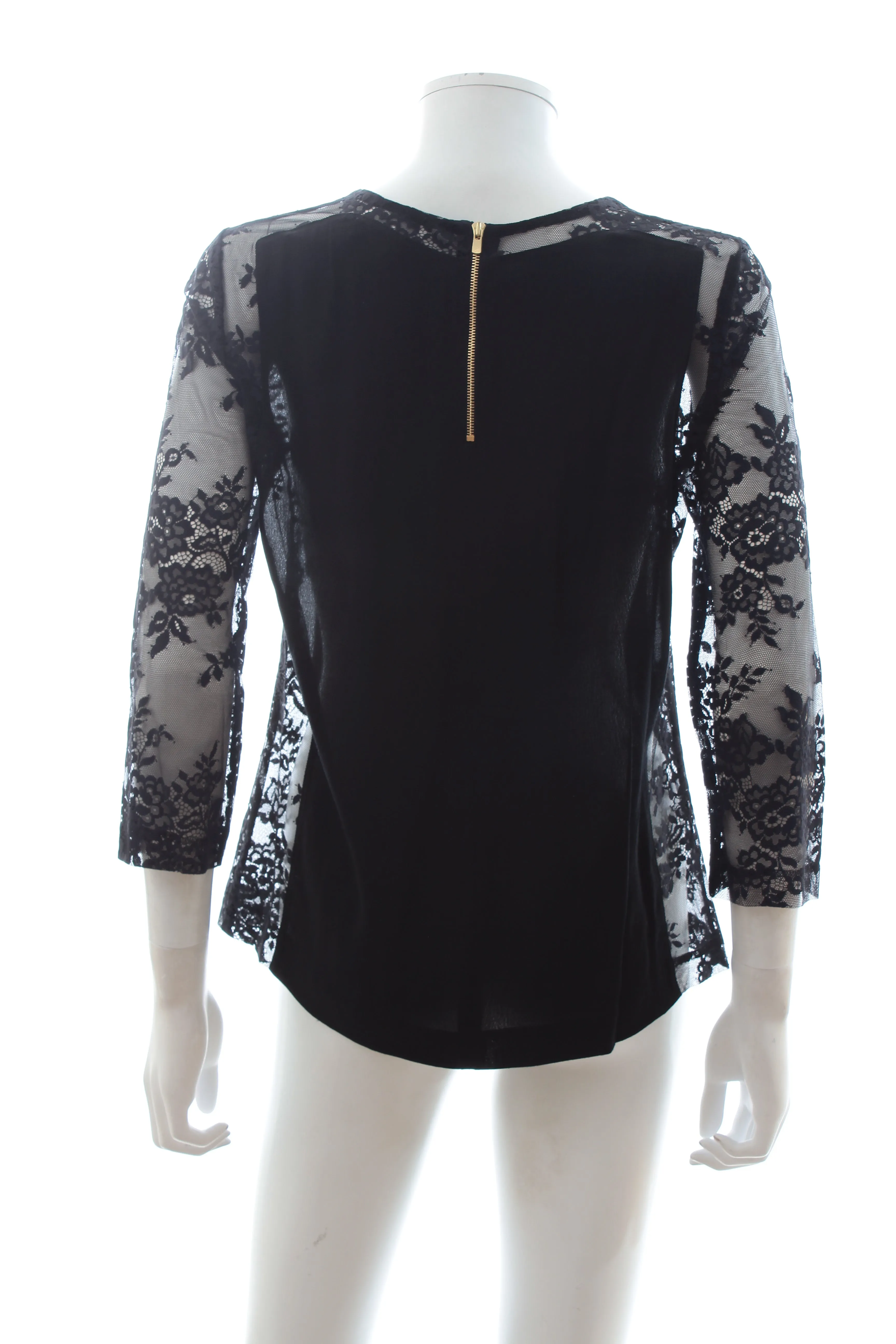 Sandro Lace Panelled Silk Top