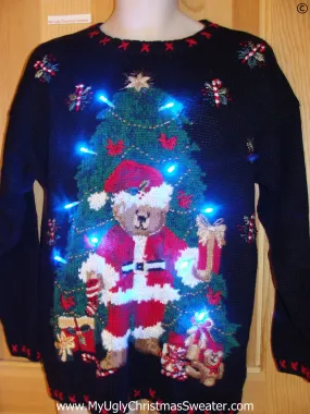 Santa Bear Funny Light Up Christmas Sweater