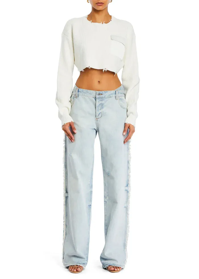 Ser.O.Ya Cropped Devin Sweater in White