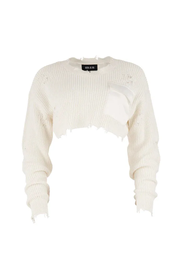 Ser.O.Ya Cropped Devin Sweater in White