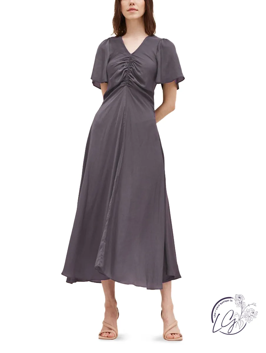 Shirred Elegance Maxi Dress