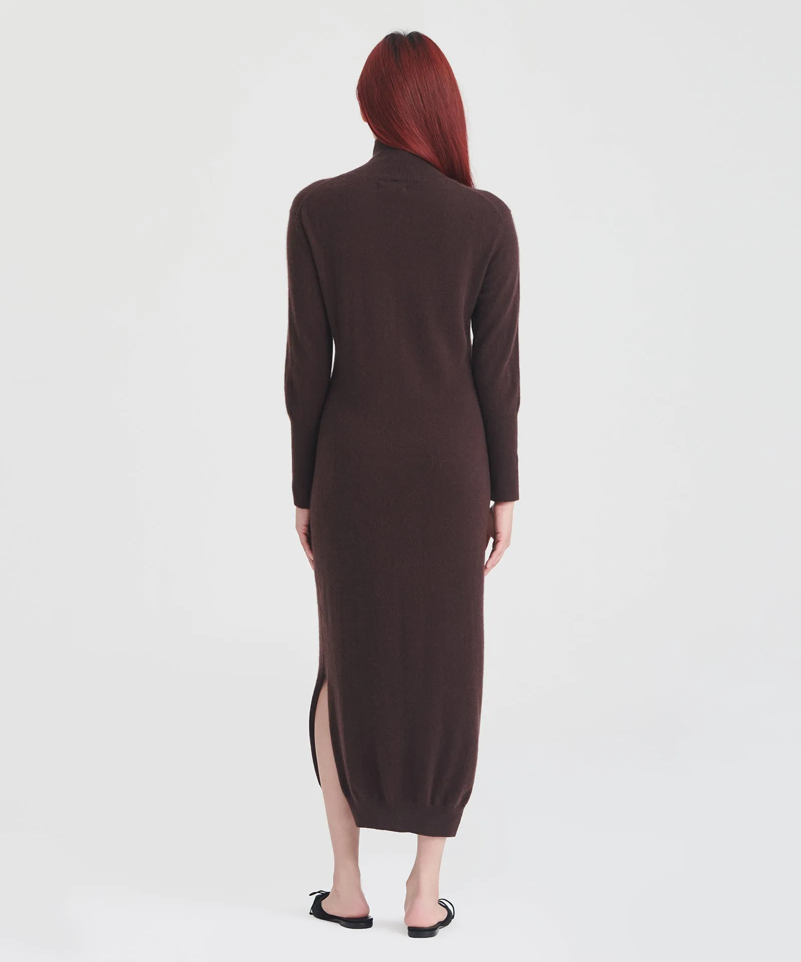 Signature Cashmere Turtleneck Dress with Slits