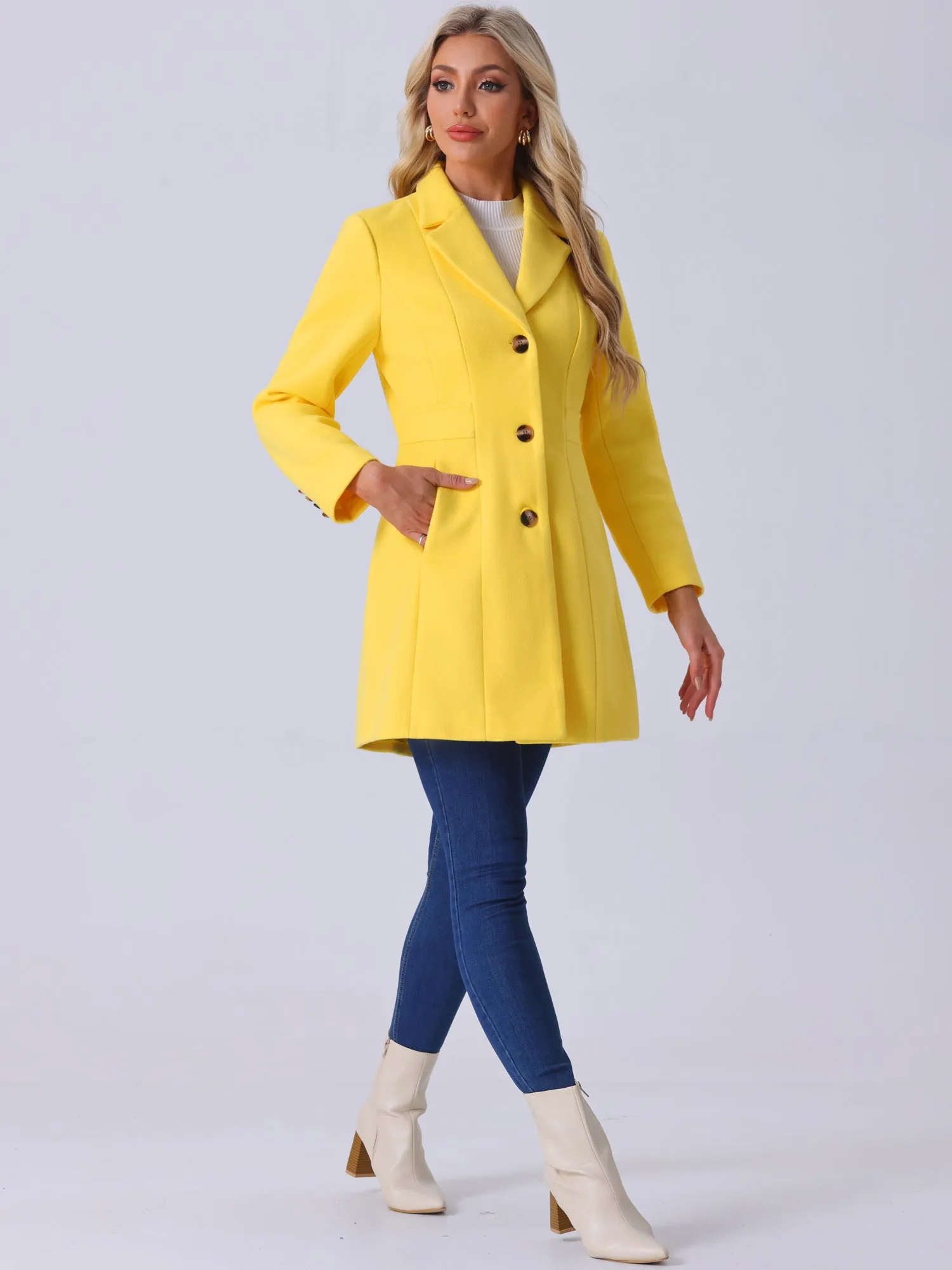 Single Breasted Notched Lapel Outerwear Winter Coats