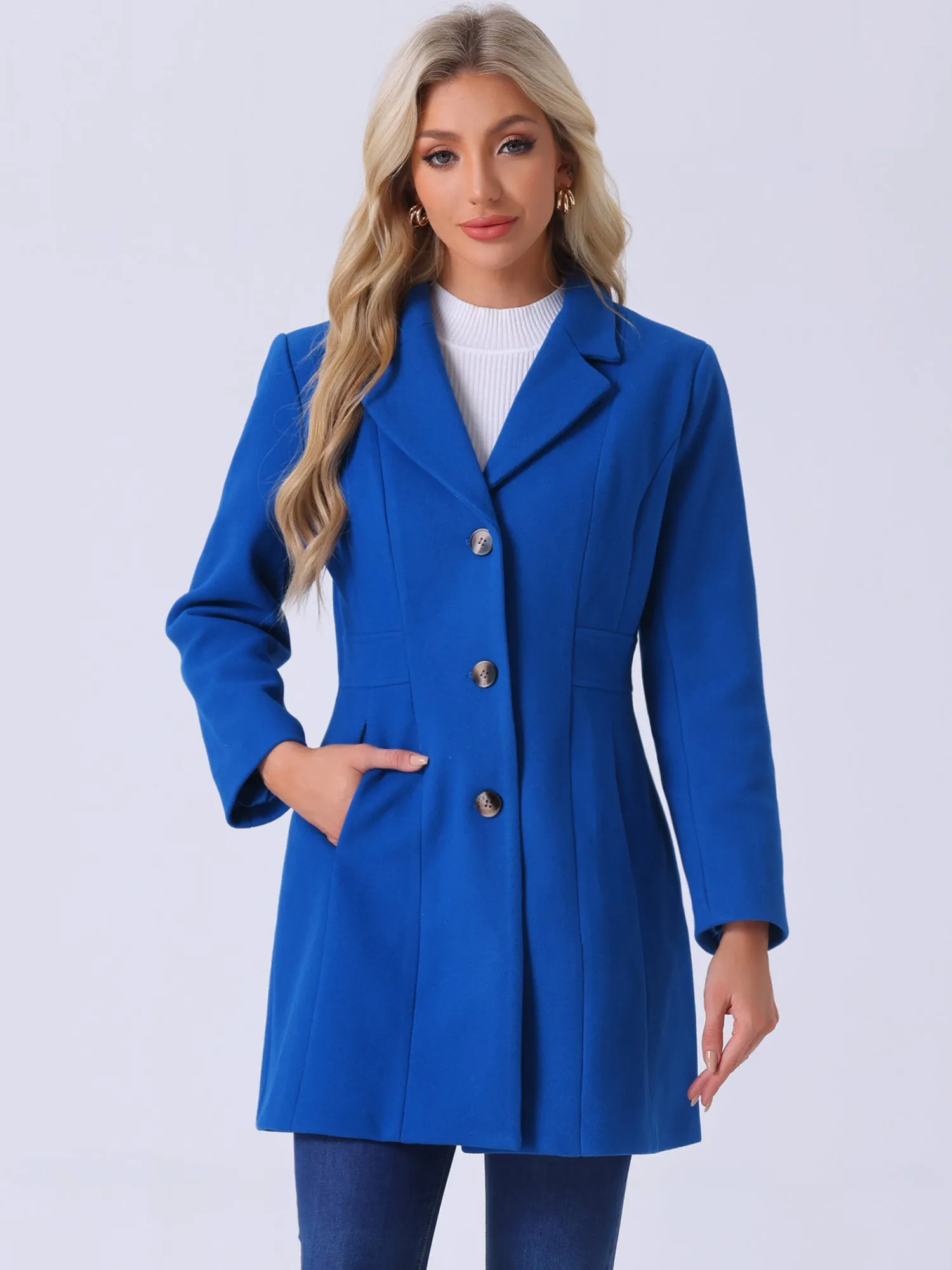 Single Breasted Notched Lapel Outerwear Winter Coats