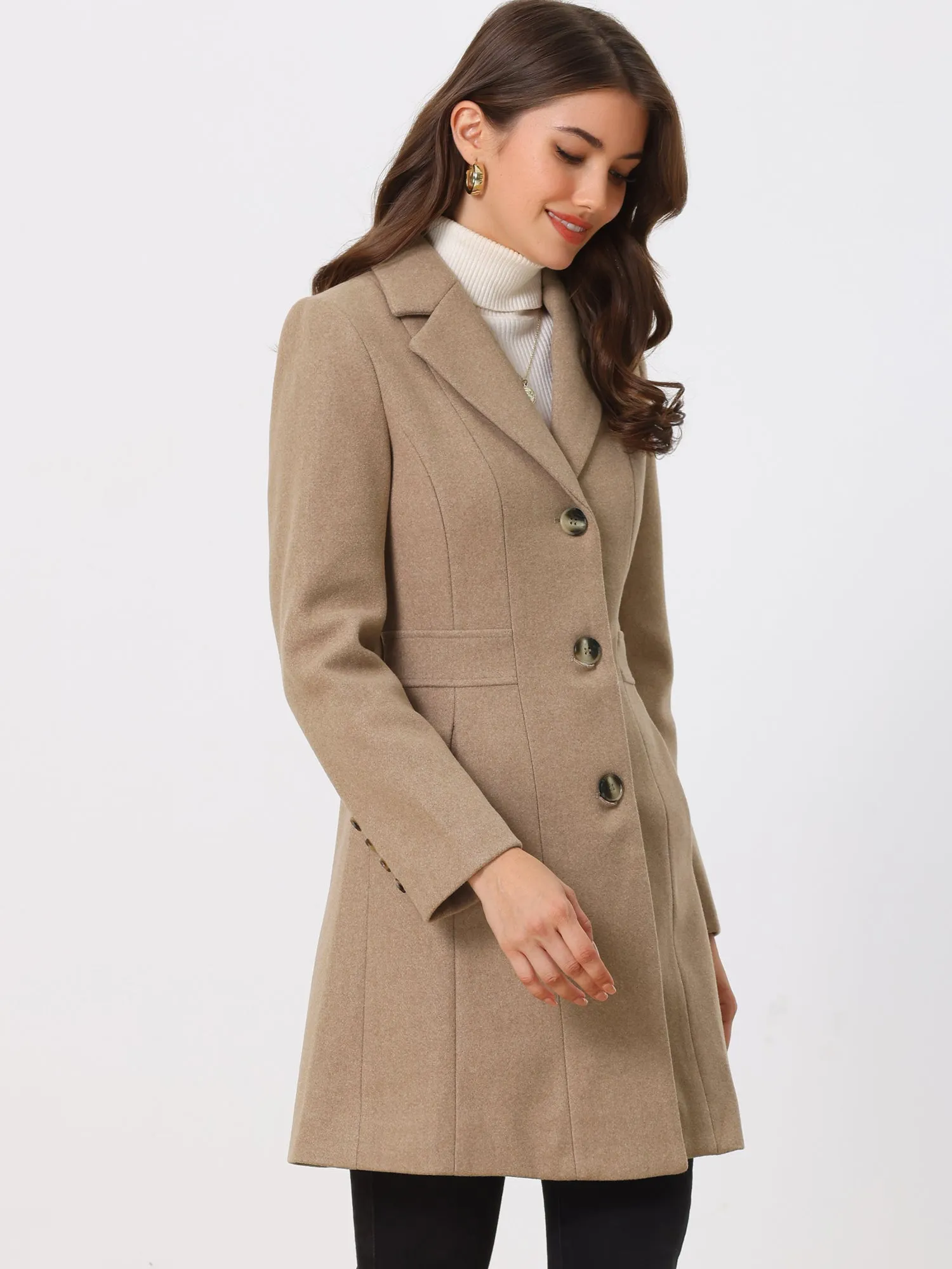 Single Breasted Notched Lapel Outerwear Winter Coats