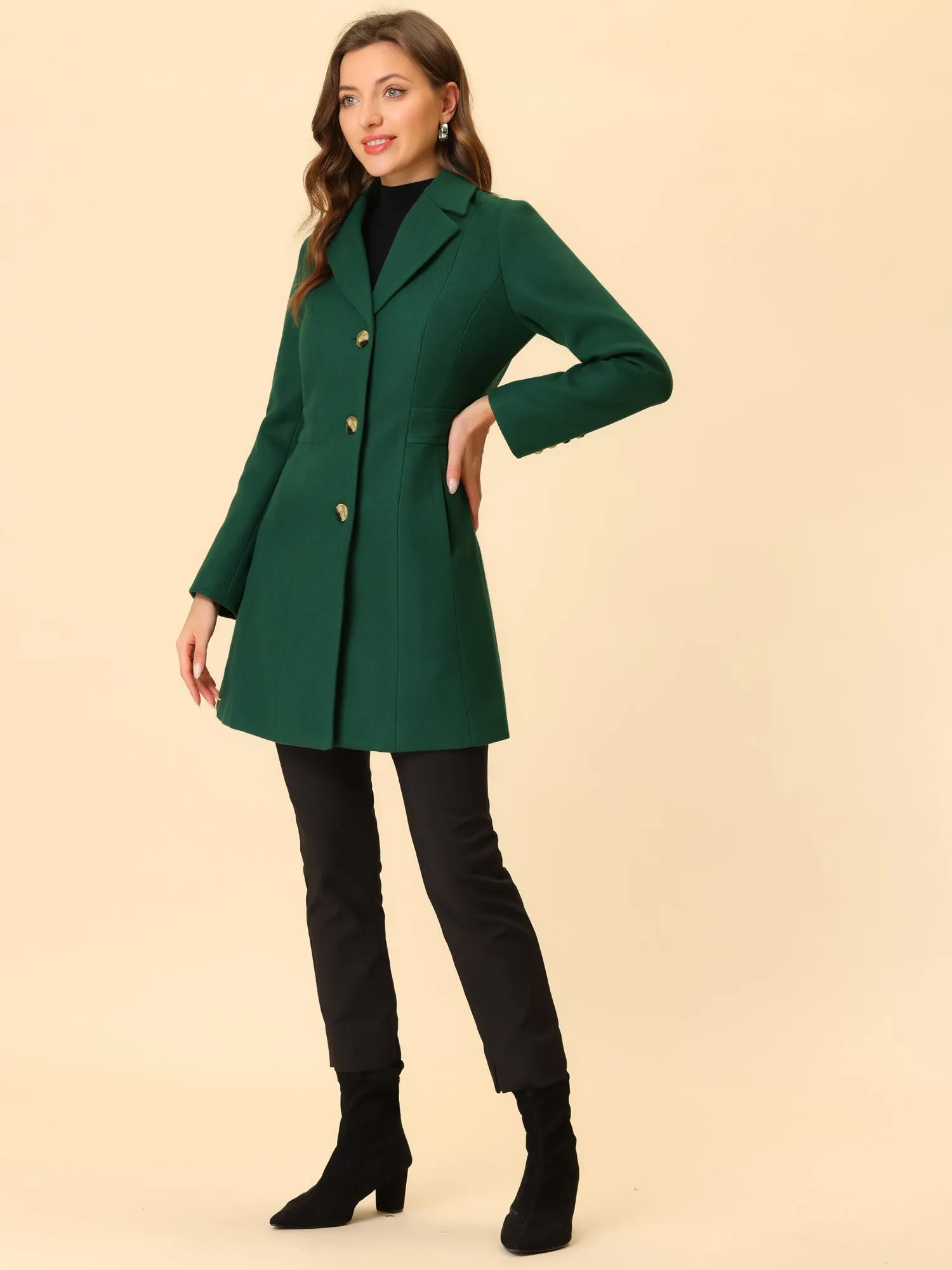 Single Breasted Notched Lapel Outerwear Winter Coats