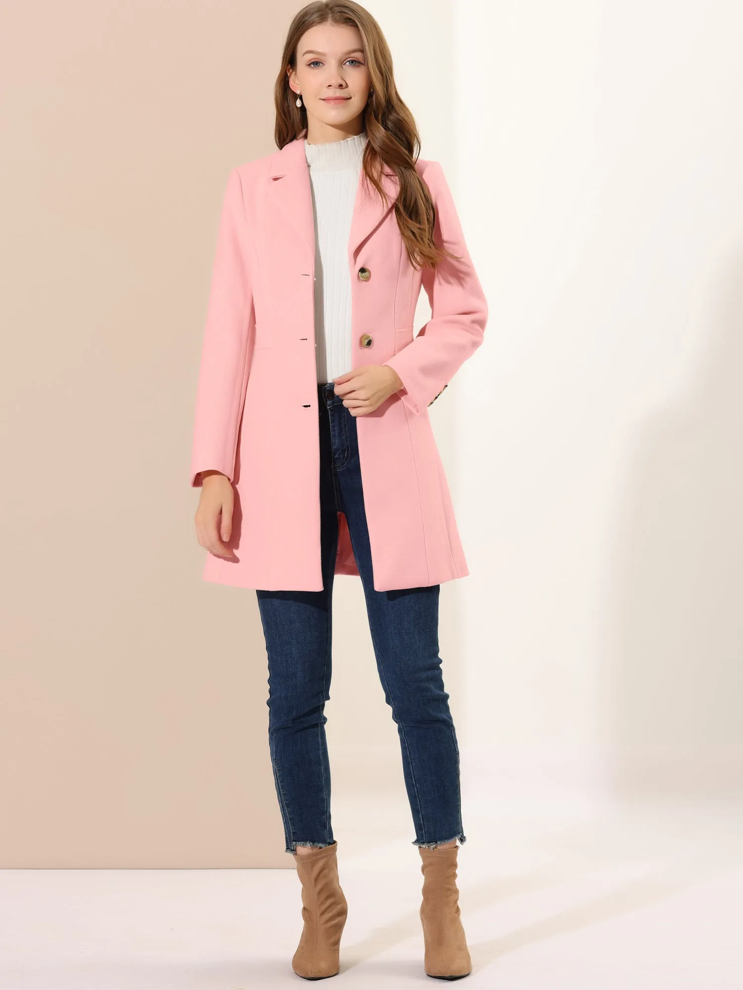 Single Breasted Notched Lapel Outerwear Winter Coats