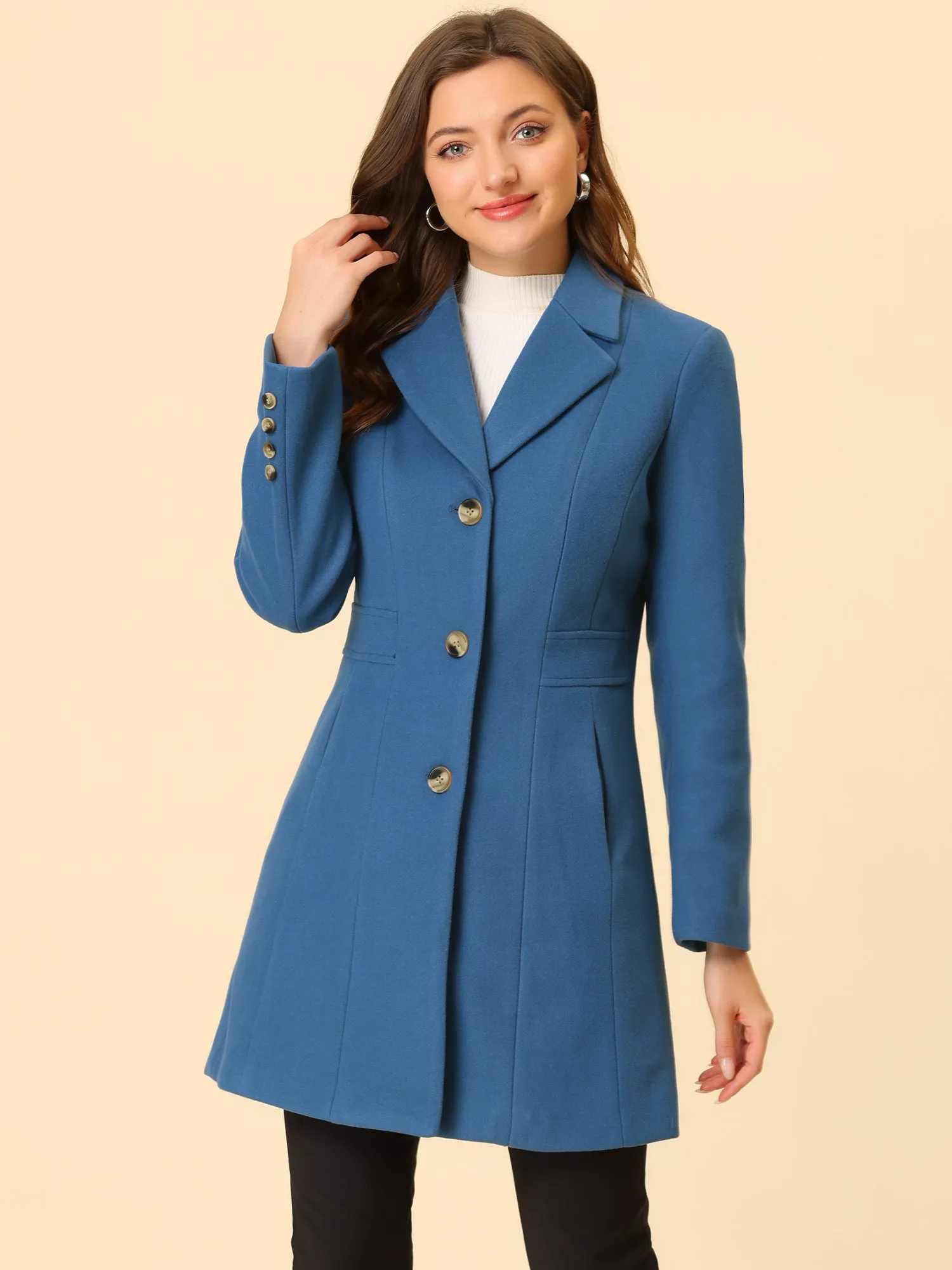 Single Breasted Notched Lapel Outerwear Winter Coats