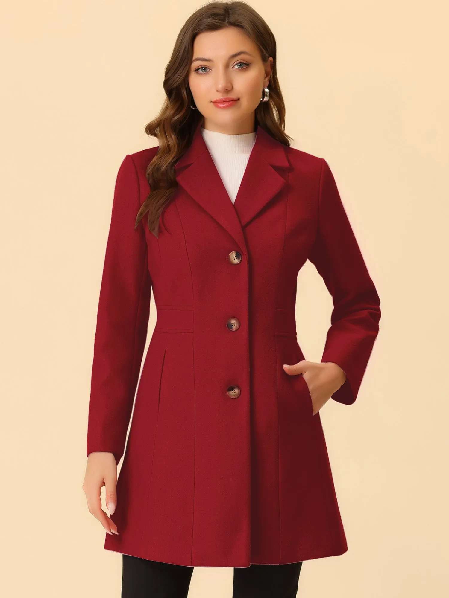 Single Breasted Notched Lapel Outerwear Winter Coats