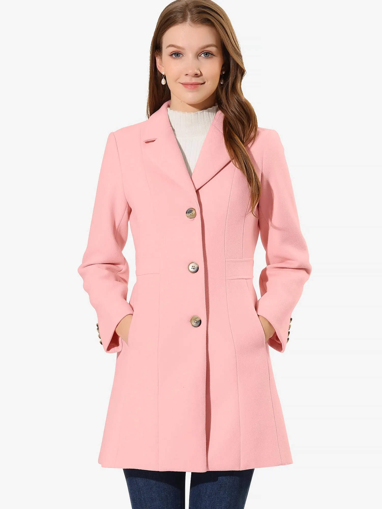 Single Breasted Notched Lapel Outerwear Winter Coats