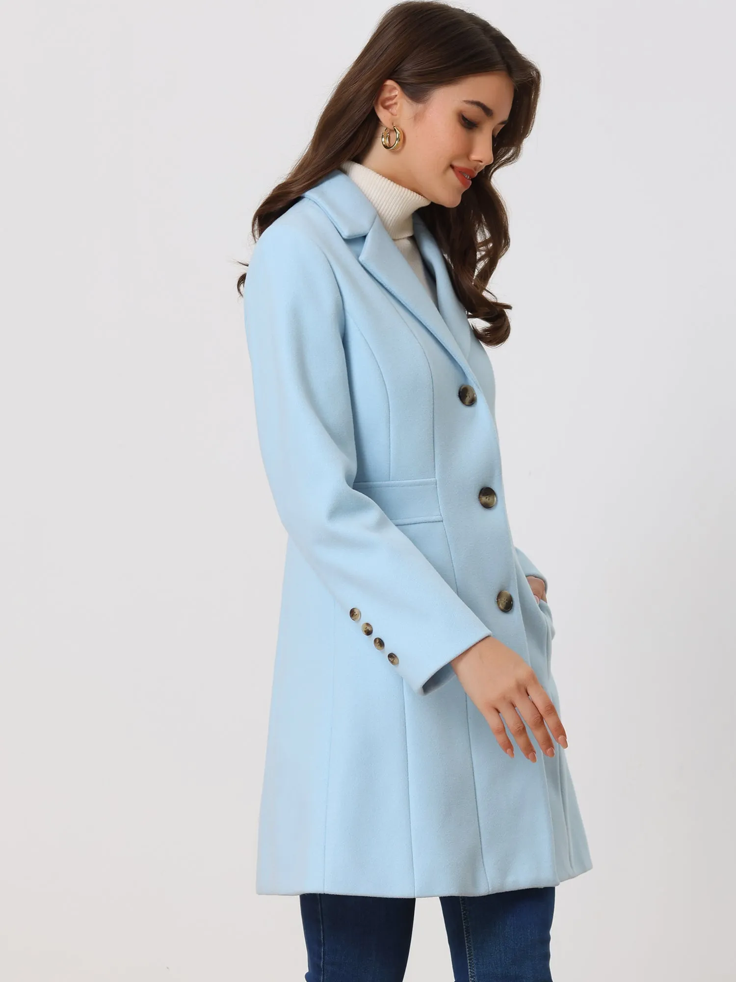 Single Breasted Notched Lapel Outerwear Winter Coats