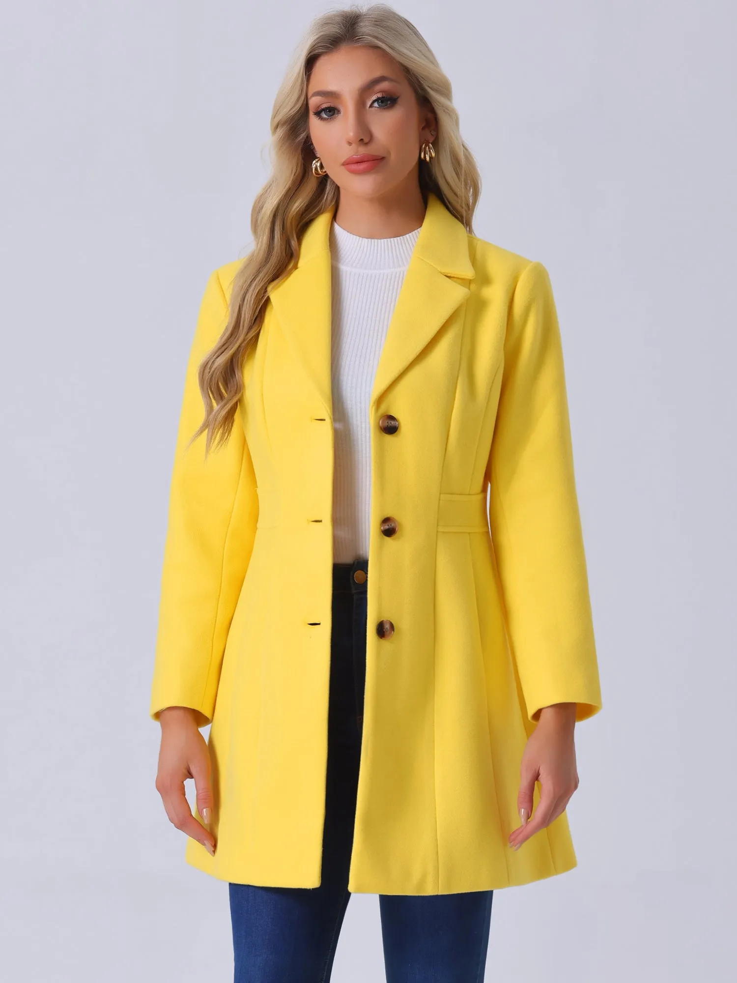 Single Breasted Notched Lapel Outerwear Winter Coats