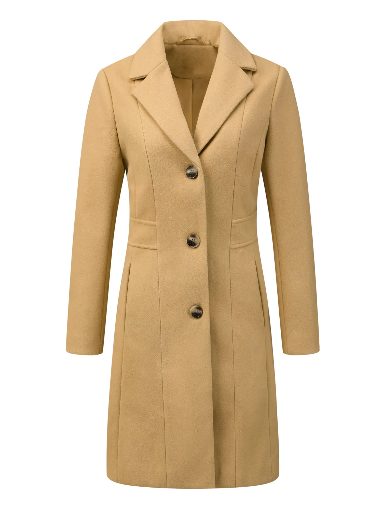 Single Breasted Notched Lapel Outerwear Winter Coats