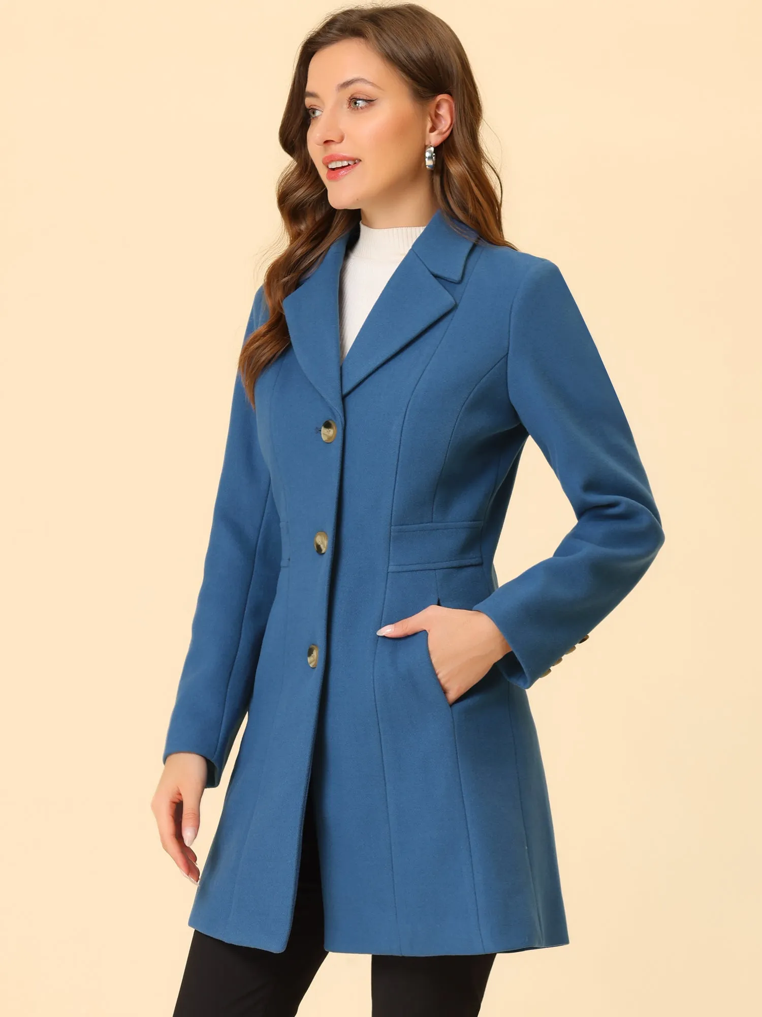 Single Breasted Notched Lapel Outerwear Winter Coats