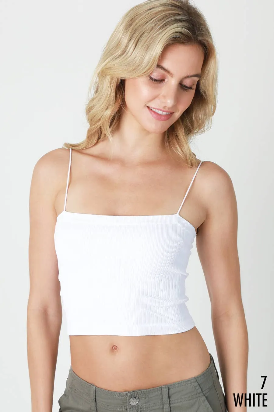 Skinny Strap Ribbed Cropped Cami