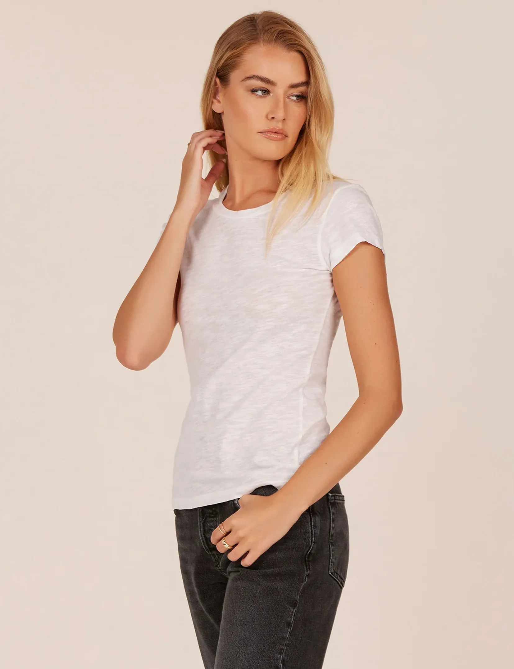 Slim Fit Crew Neck Tee, White