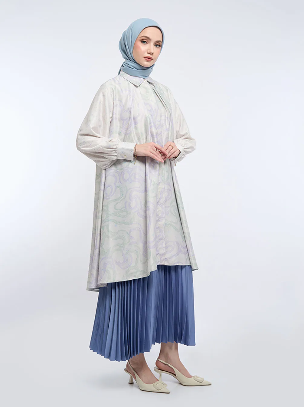 SORA PLEATED TUNIC ARCTIC