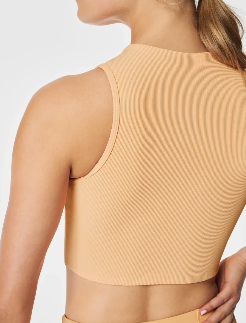 Spanx Get Moving Rib Mock Neck Crop Top Melon