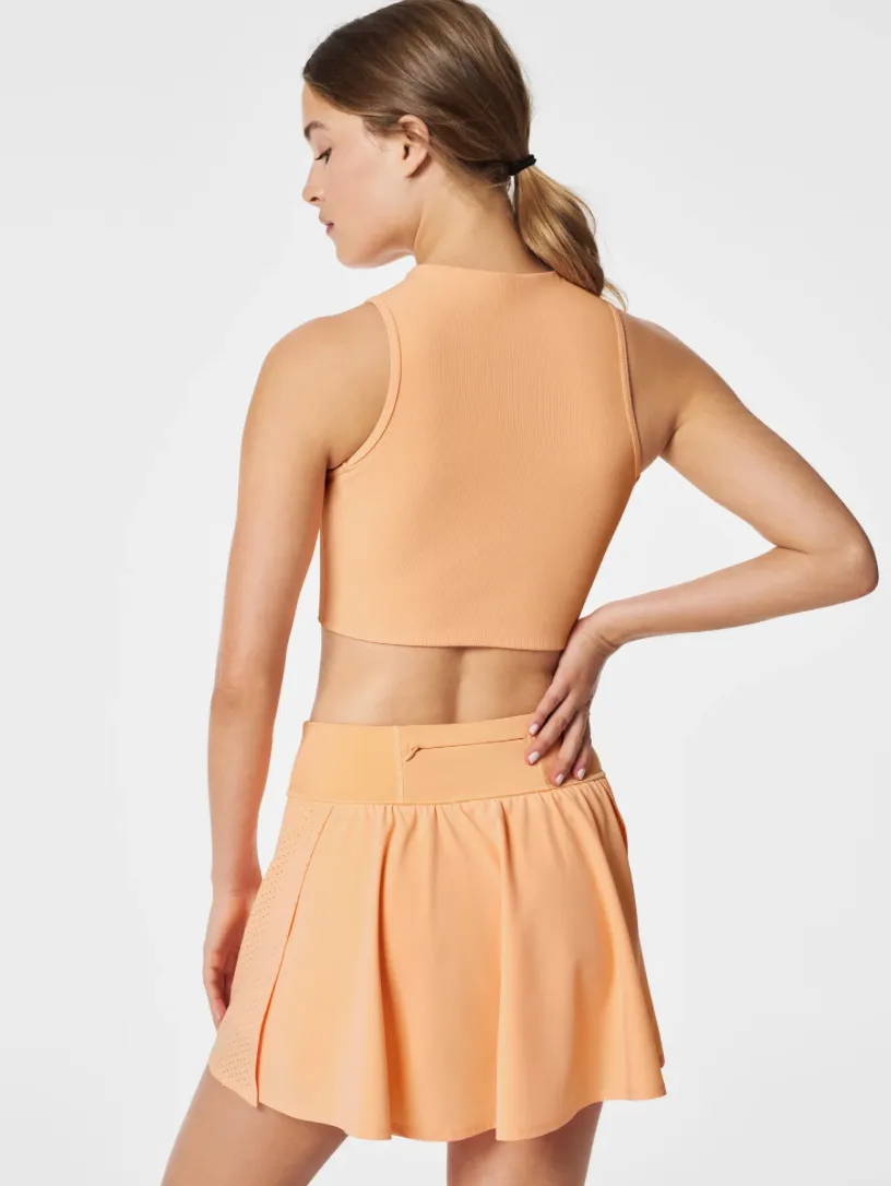 Spanx Get Moving Rib Mock Neck Crop Top Melon