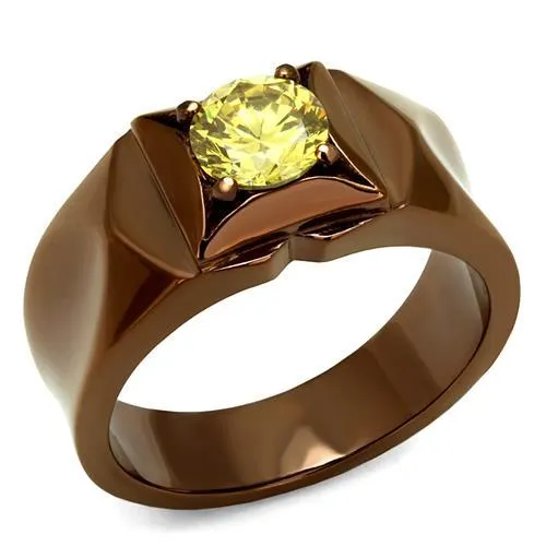 Stainless Steel Ring AAA GRD CZ Topaz TK2773 for Women Style Coffee