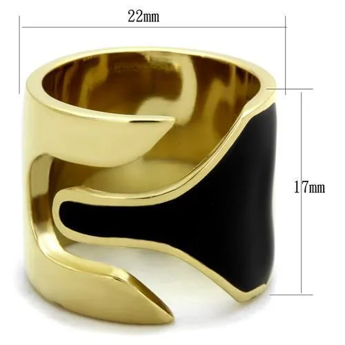 Steel Ring Epoxy Jet TK1860 for Women Style Plating