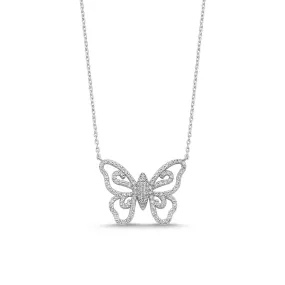 Sterling Silver CZ Butterfly Necklace