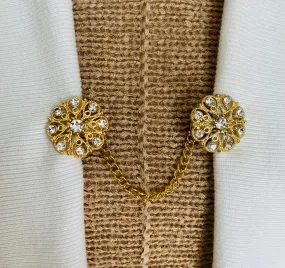 Sweater Clips Rhinestones Flower Chain Sweater Clip Star Cardigan Clasp Kimono Clasps Gold Sweater Guard Gift for Mom Gifts for Her