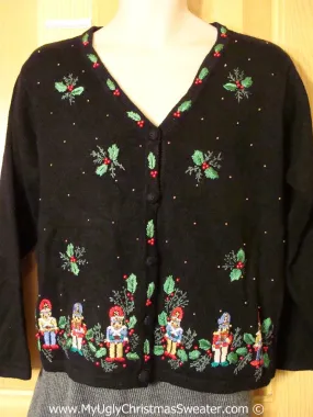 Tacky Cheesy Holiday Sweater with an Army of Nutcrackers (f1106)