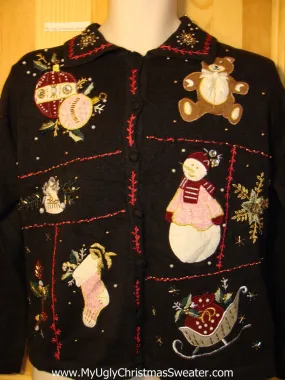 Tacky Ugly Christmas Sweater with Bead and Gold Embroidery Bling (f278)