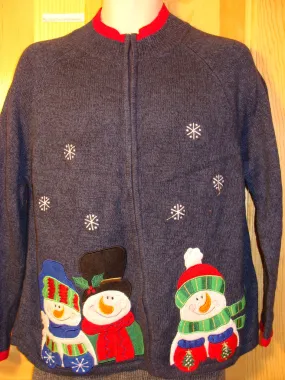 Tacky Ugly Christmas Sweater with Snowmen (f484)