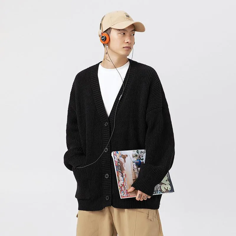Thick Needle Heavy Texture Cardigan Sweater – Street Fashion for Autumn and Winter