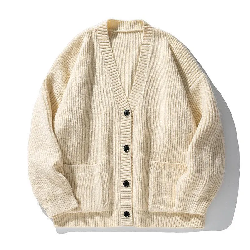 Thick Needle Heavy Texture Cardigan Sweater – Street Fashion for Autumn and Winter