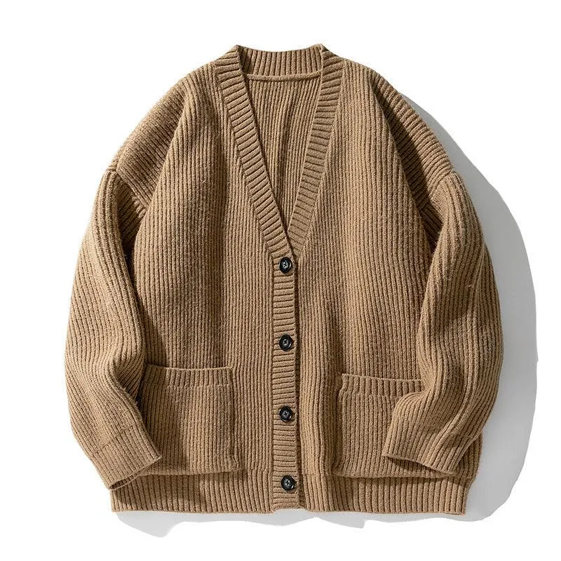 Thick Needle Heavy Texture Cardigan Sweater – Street Fashion for Autumn and Winter