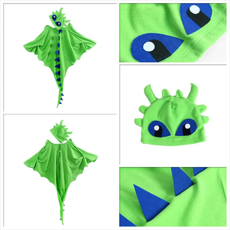 Toothless Dragon Costume Warm Fleece Cloak and Hat