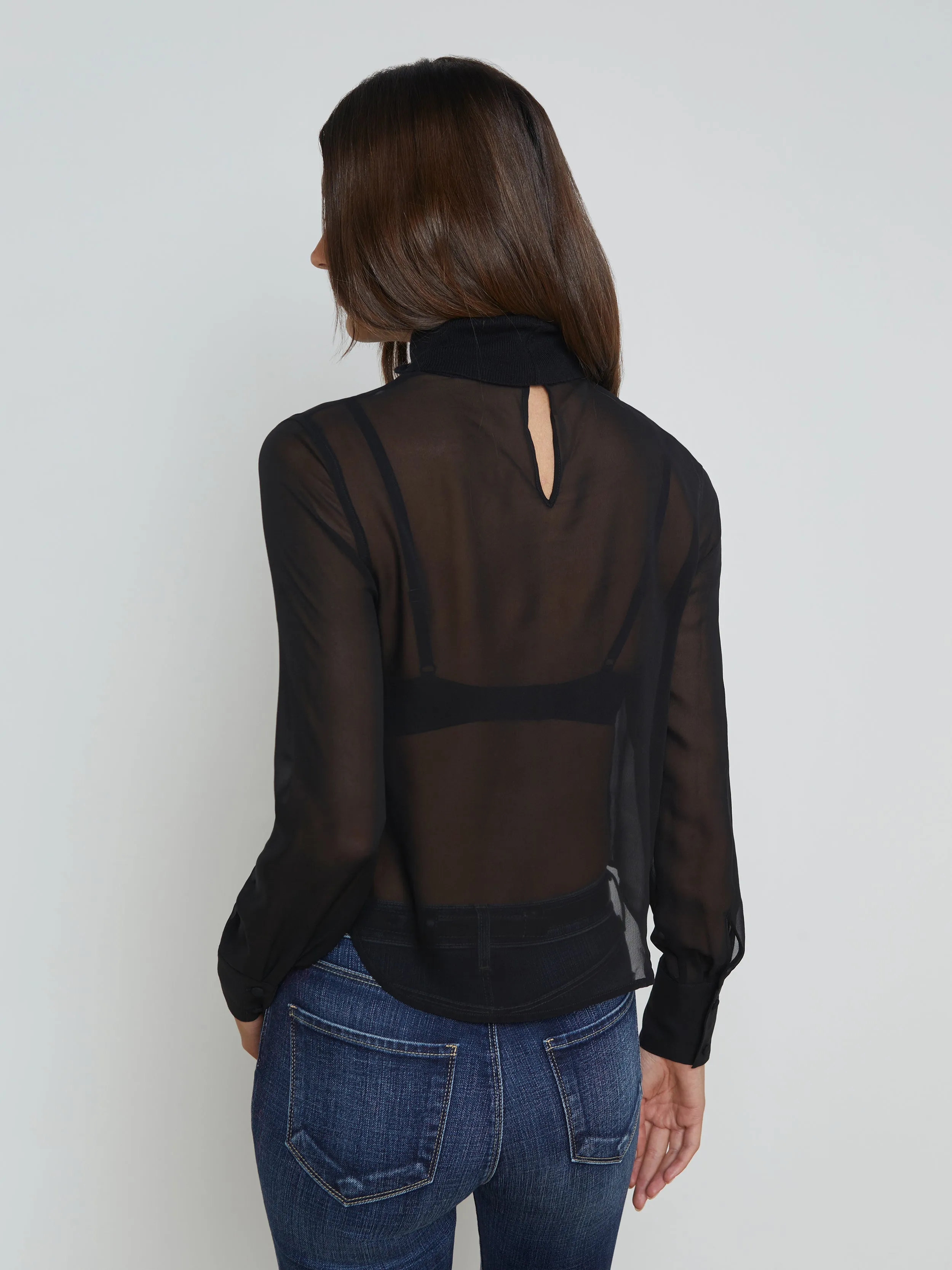 Toulon Silk Chiffon Turtleneck