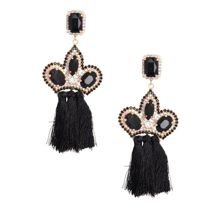 Triple Tassel Stone Earrings