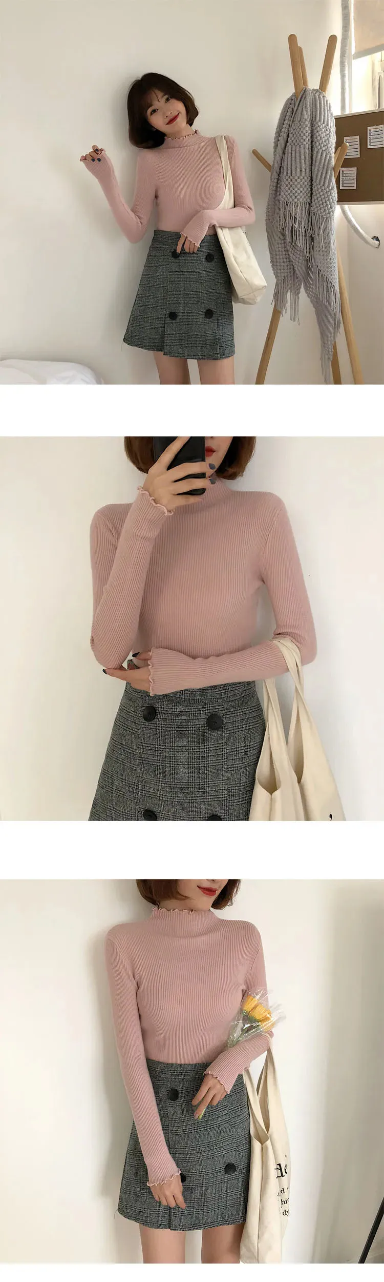 Turtleneck High Elastic Sweater