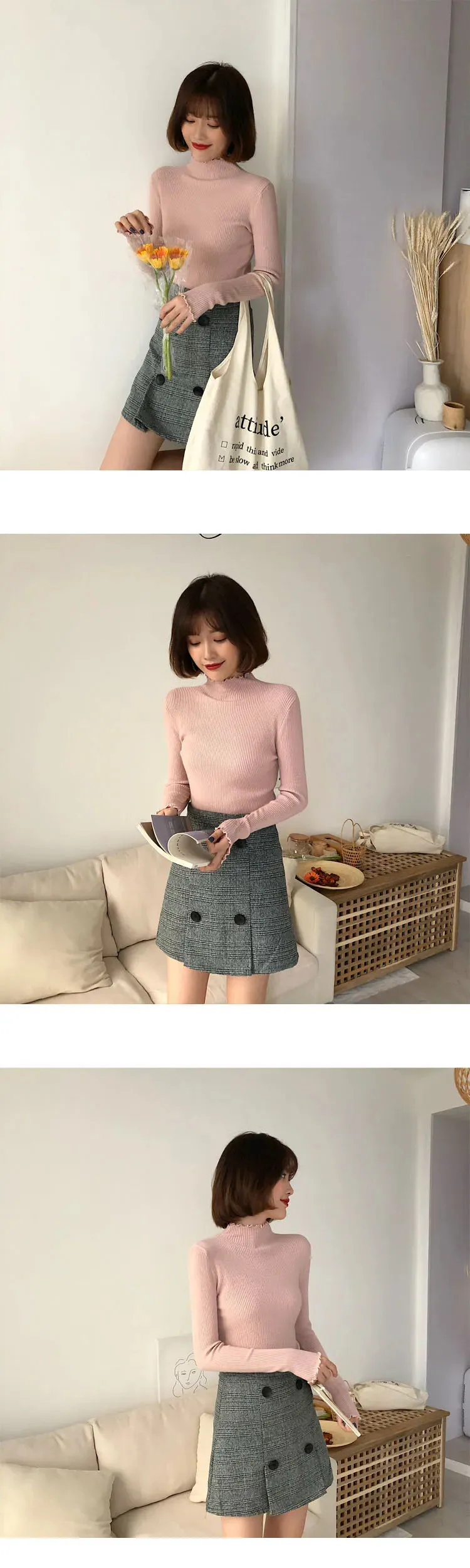 Turtleneck High Elastic Sweater