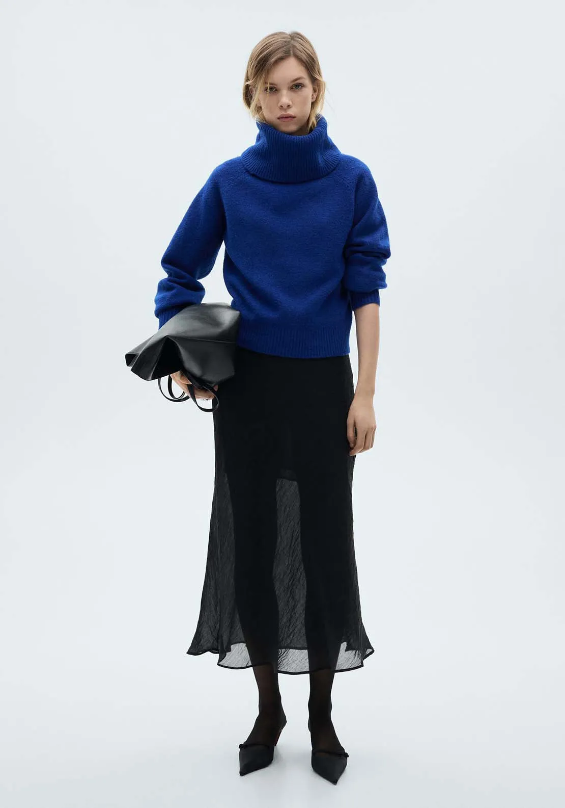 Turtleneck knitted sweater - Bright Blue