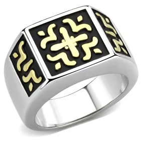 Two-Tone IP Gold (Ion Plating) Stainless Steel Ring with No Stone for Women Style TK3622